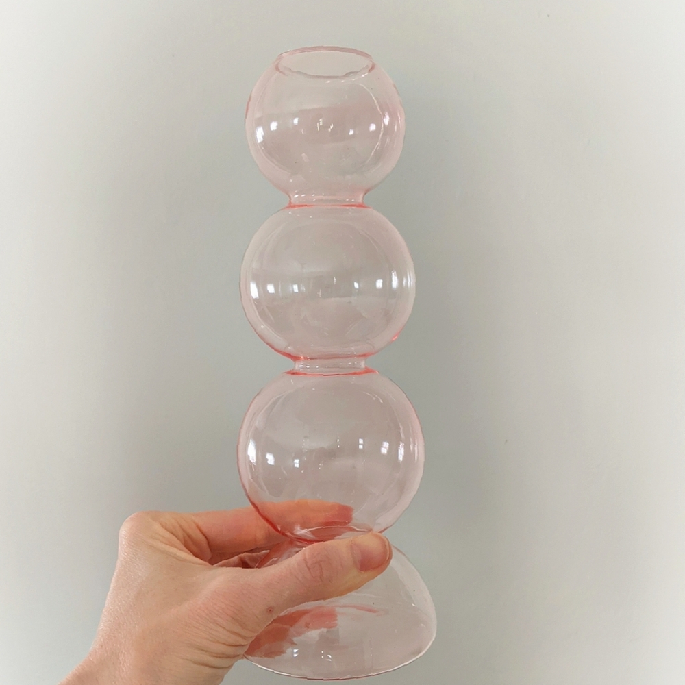Scandi pink glass bud vase. Nordic Modern